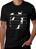 Musical Cat T-Shirt - Black Cotton Tee