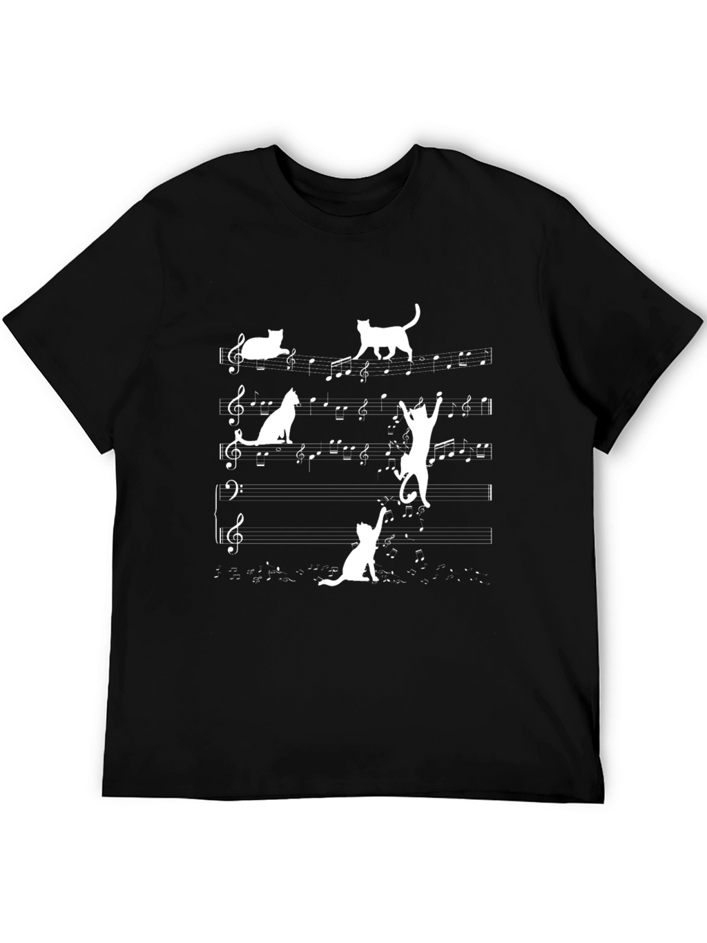 Musical Cat T-Shirt - Black Cotton Tee