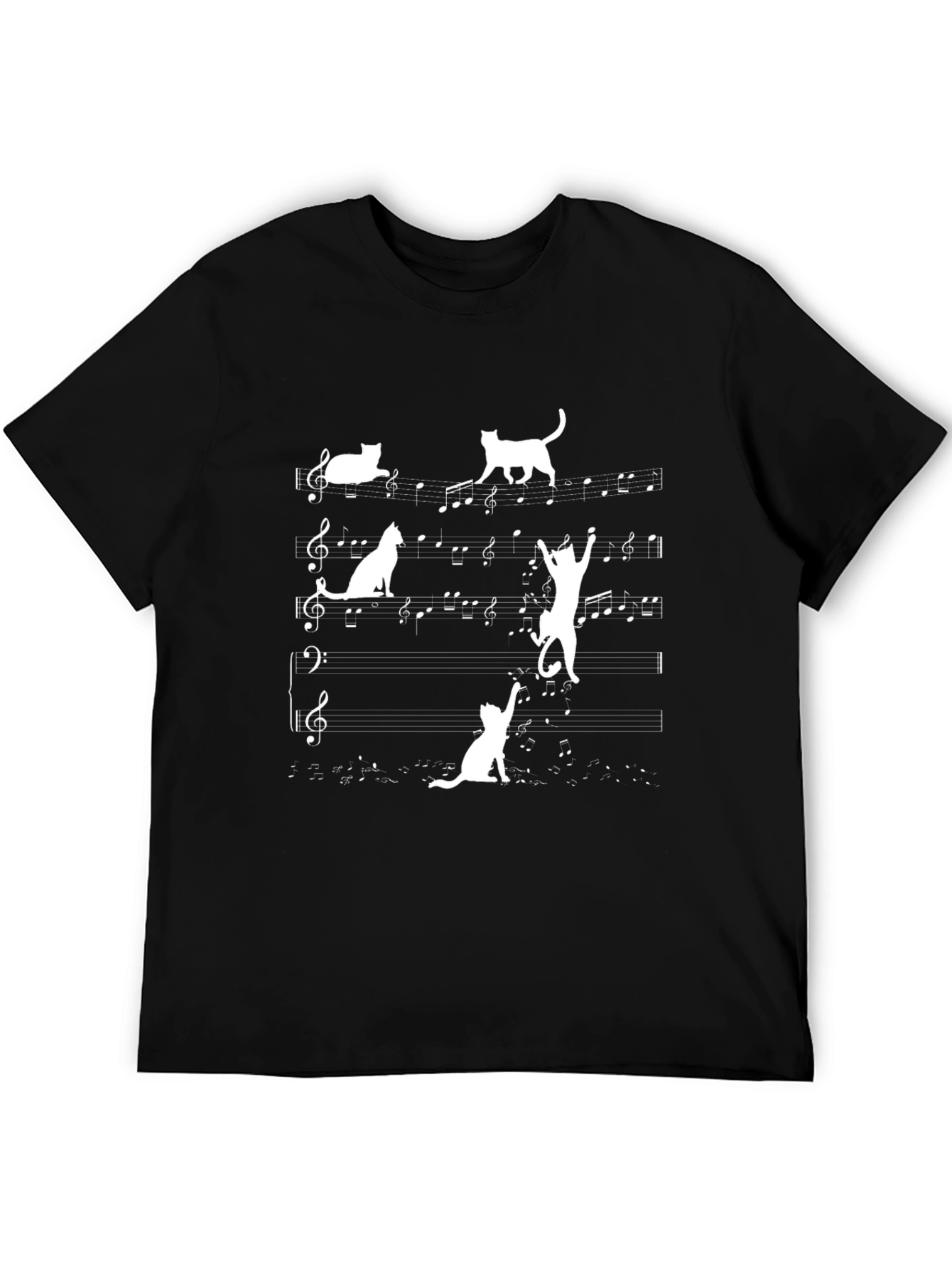 Musical Cat T-Shirt - Black Cotton Tee