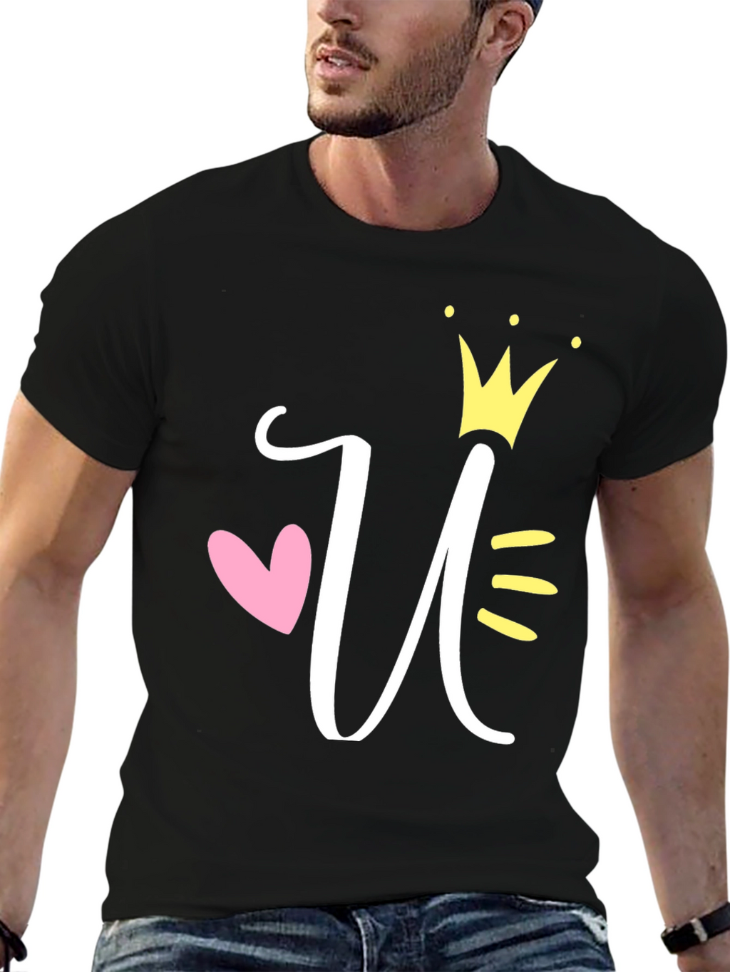 Queen U T-Shirt - Stylish Initial Crown Tee
