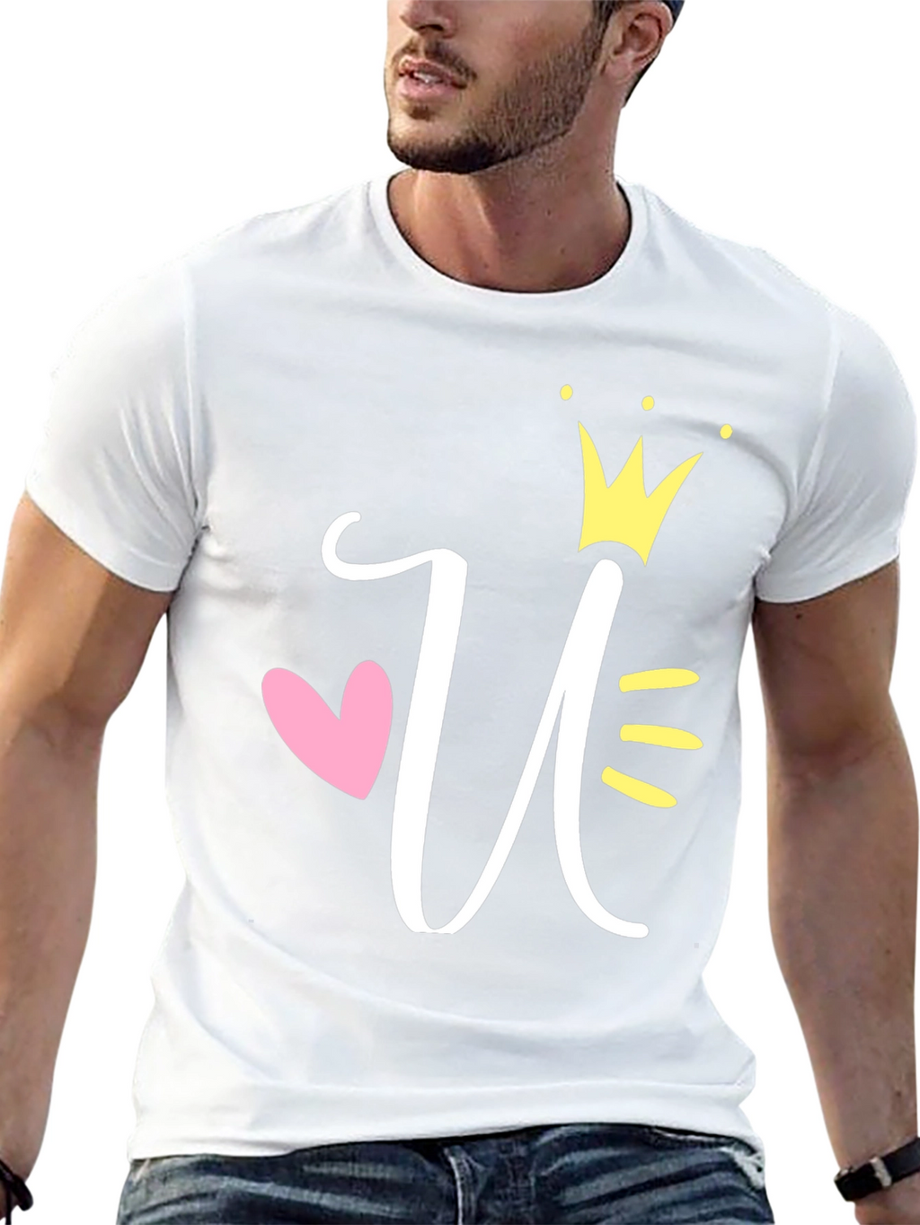 Queen U T-Shirt - Stylish Initial Crown Tee