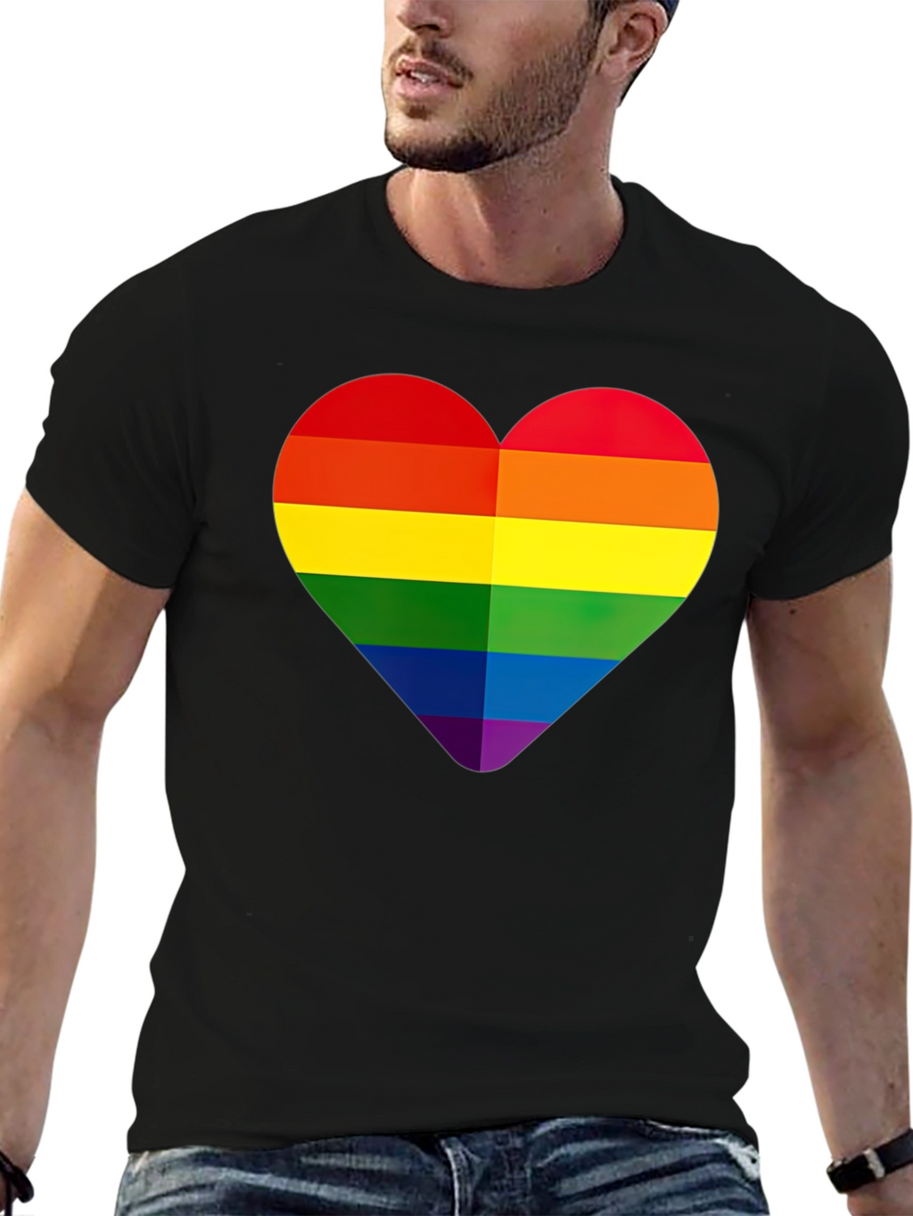 Rainbow Heart Graphic Tee - Pride Month Apparel