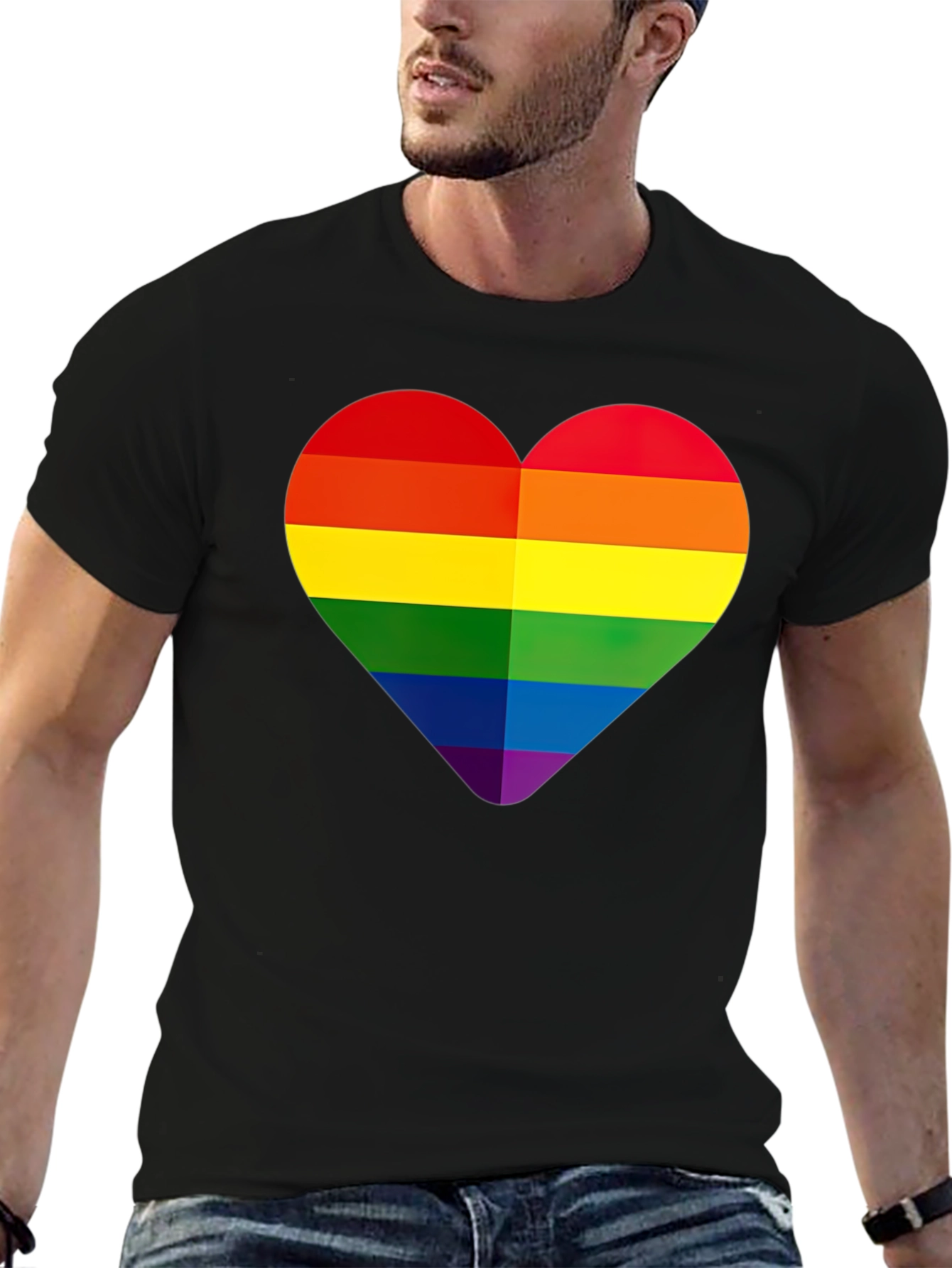 Rainbow Heart Graphic Tee - Pride Month Apparel