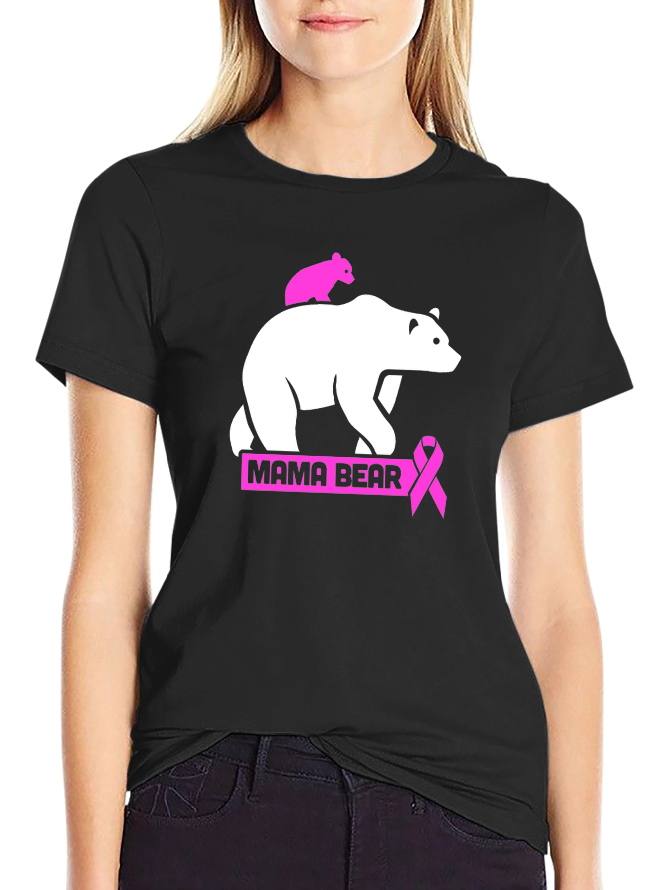 Mama Bear Breast Cancer Awareness T-Shirt