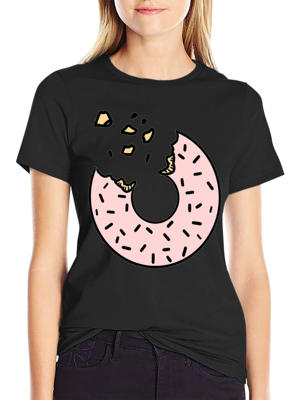 Donut Graphic T-Shirt - Black Casual Tee