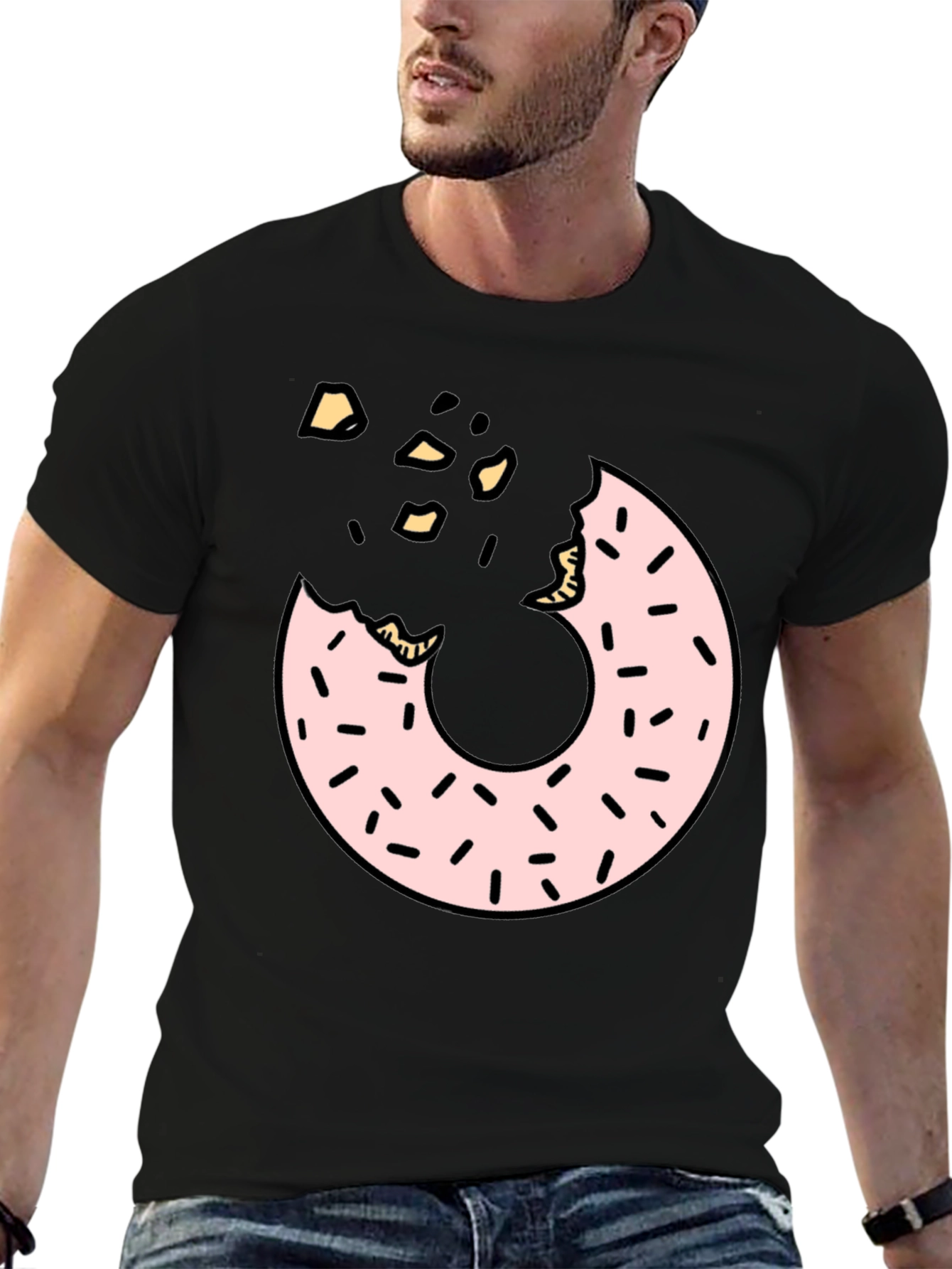 Donut Graphic T-Shirt - Black Casual Tee