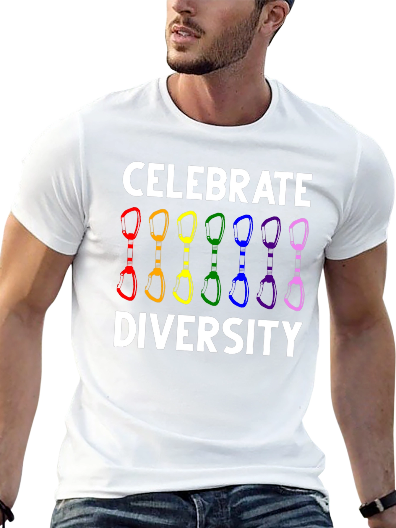 Celebrate Diversity Climbing Carabiner LGBT Pride T-Shirt
