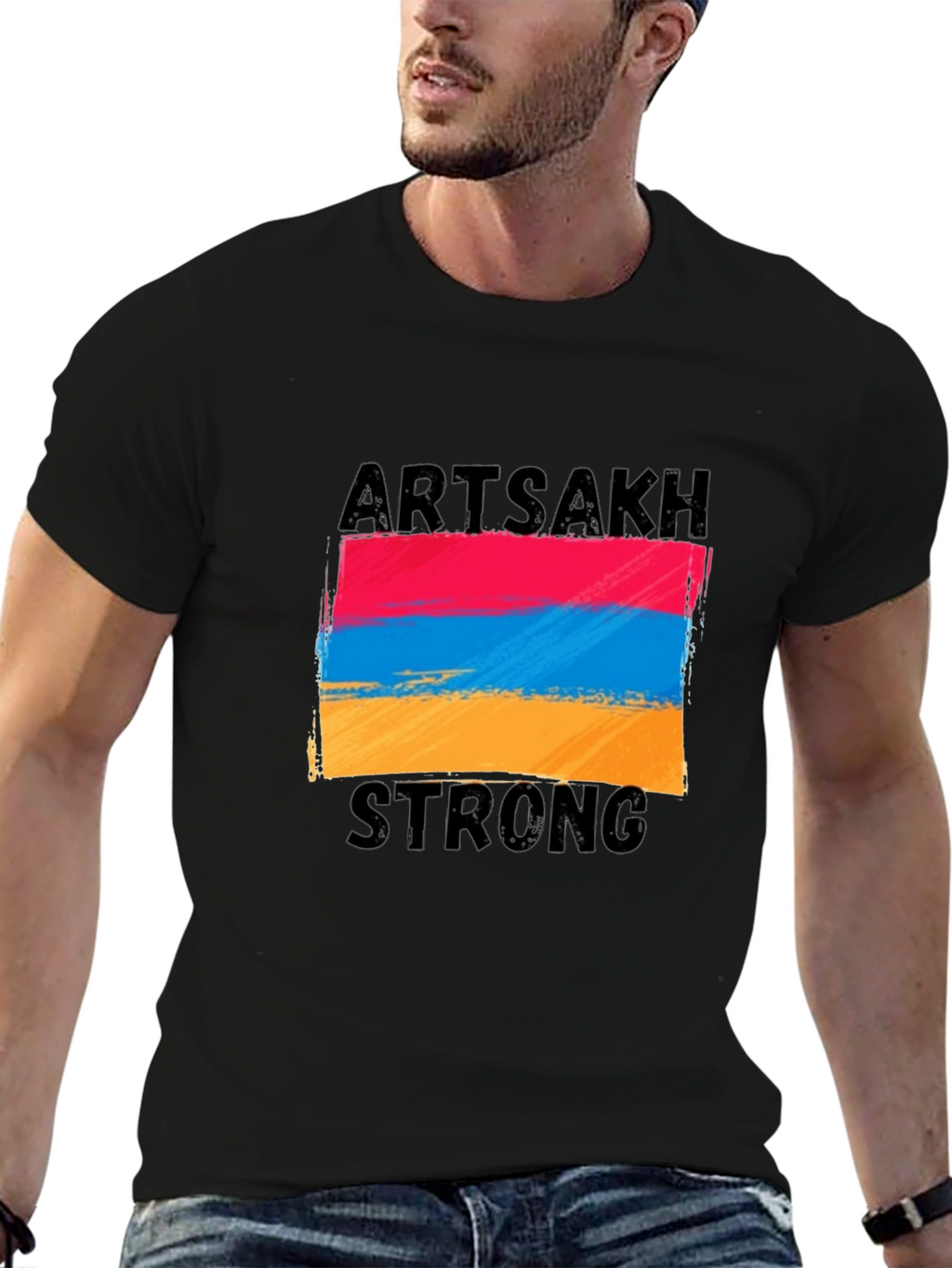 Artsakh Strong Graphic Tee - Black Cotton T-Shirt