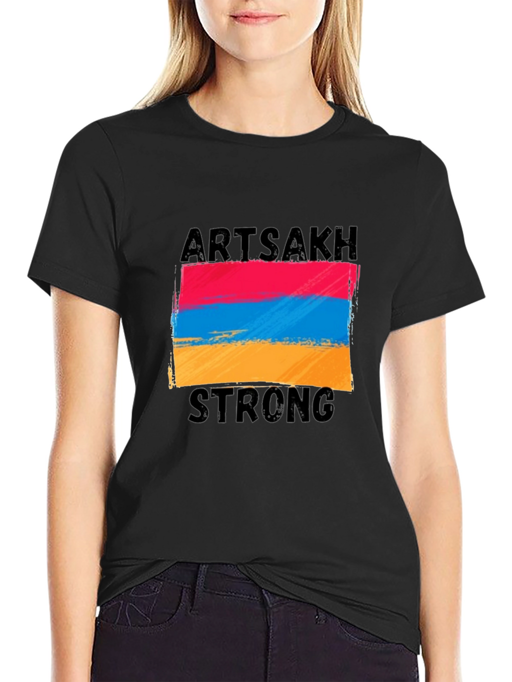 Artsakh Strong Graphic Tee - Black Cotton T-Shirt