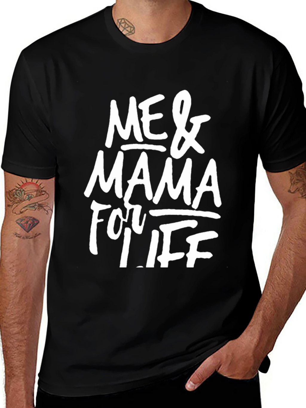 Me & Mama for Life Black Graphic T-Shirt
