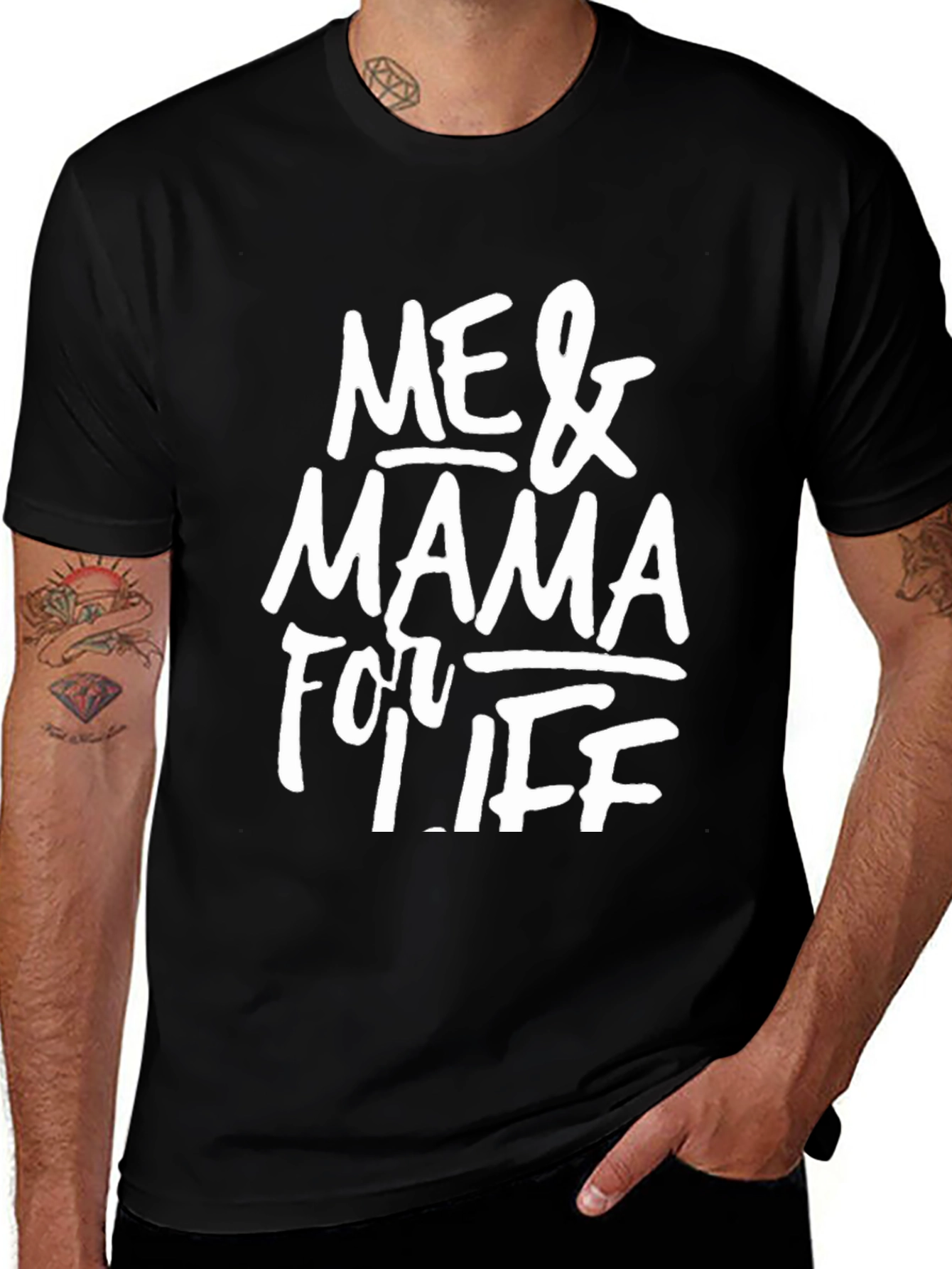 Me & Mama for Life Black Graphic T-Shirt