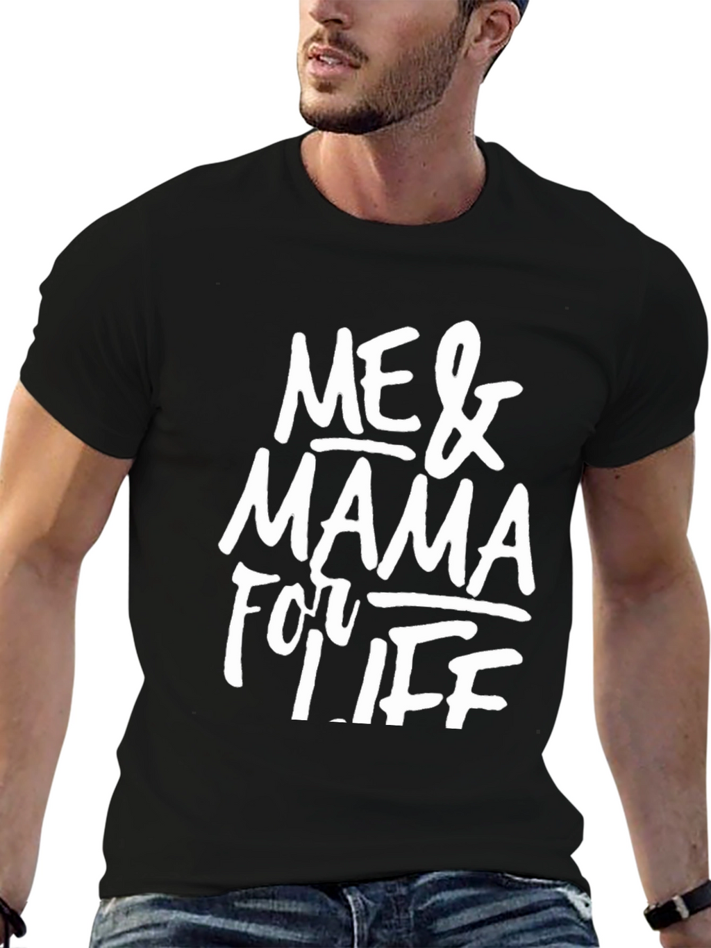 Me & Mama for Life Black Graphic T-Shirt
