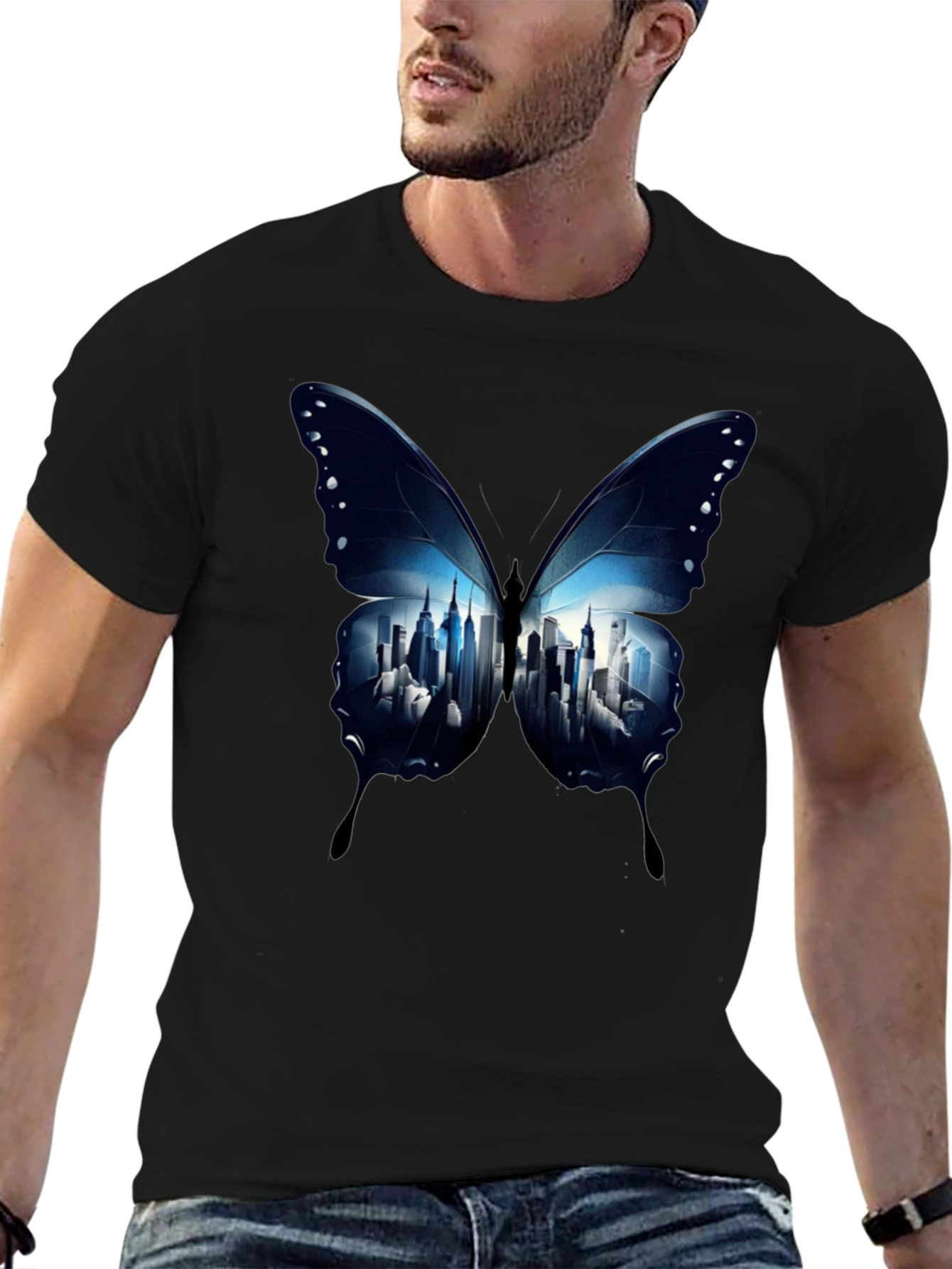 Butterfly Cityscape Graphic Tee - Modern Streetwear