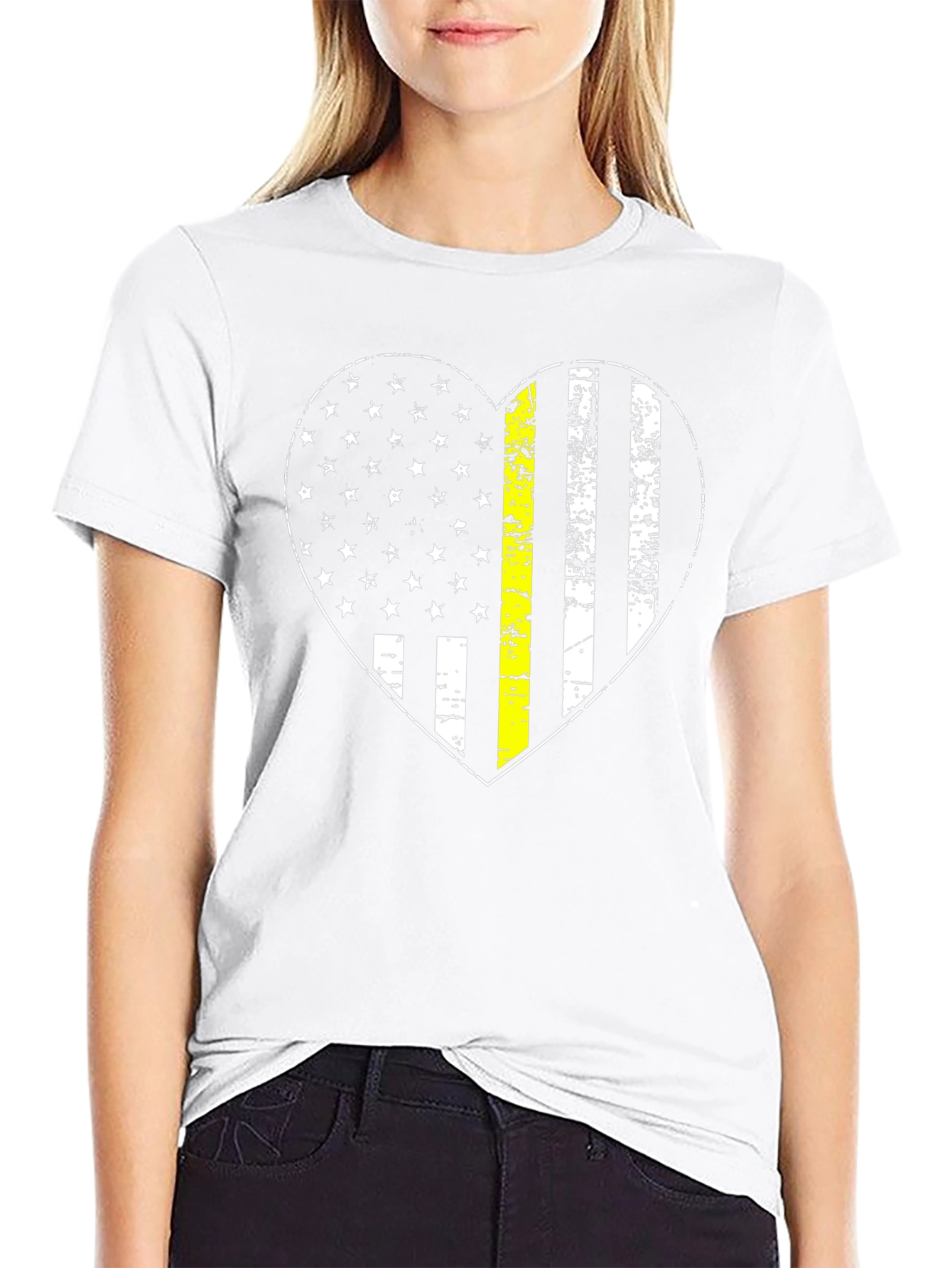 Thin Yellow Line Heart Graphic Tee