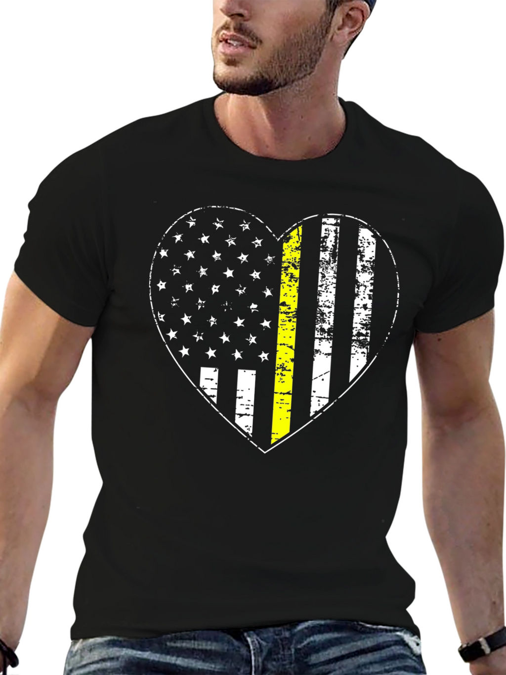 Thin Yellow Line Heart Graphic Tee