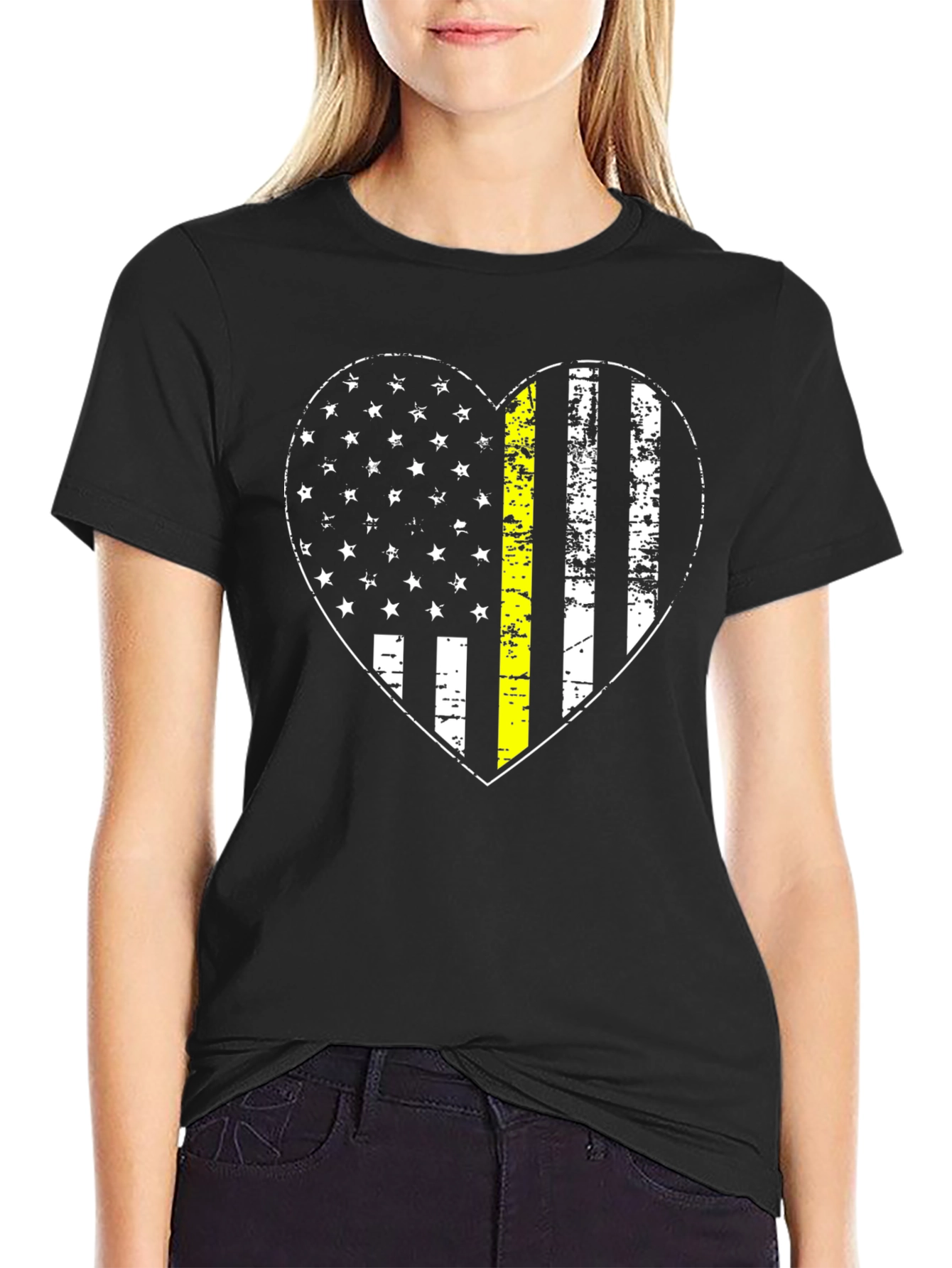 Thin Yellow Line Heart Graphic Tee