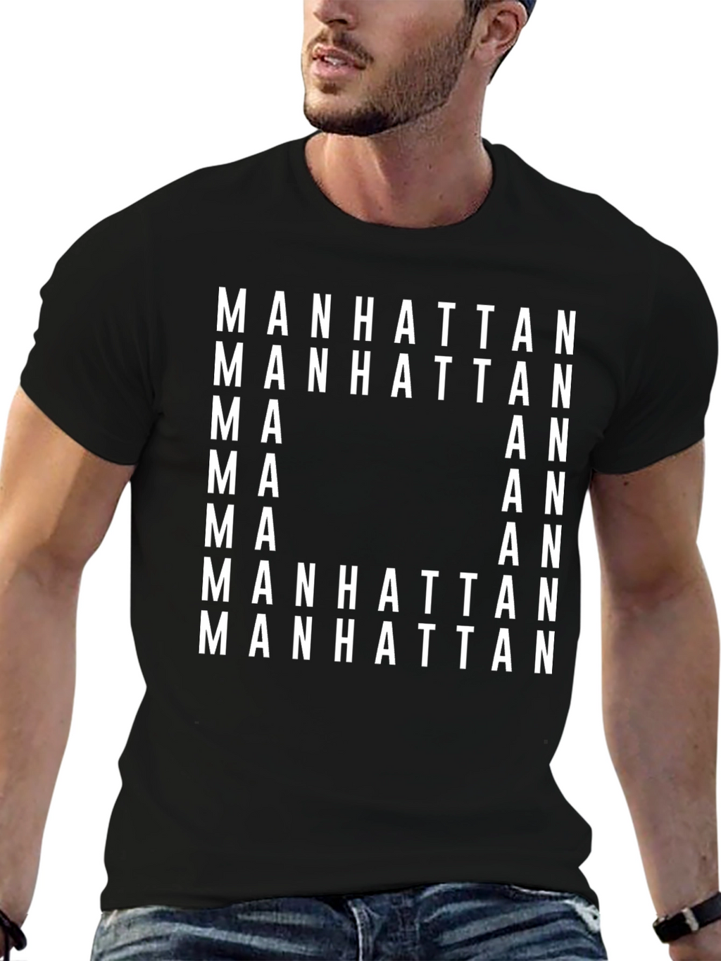 Manhattan Graphic Print Black T-Shirt