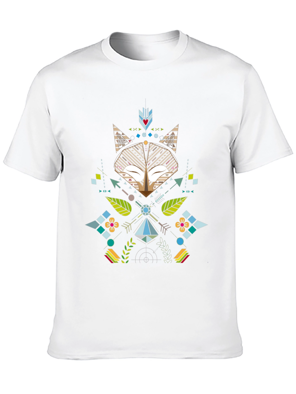 Geometric Fox Print Black T-Shirt