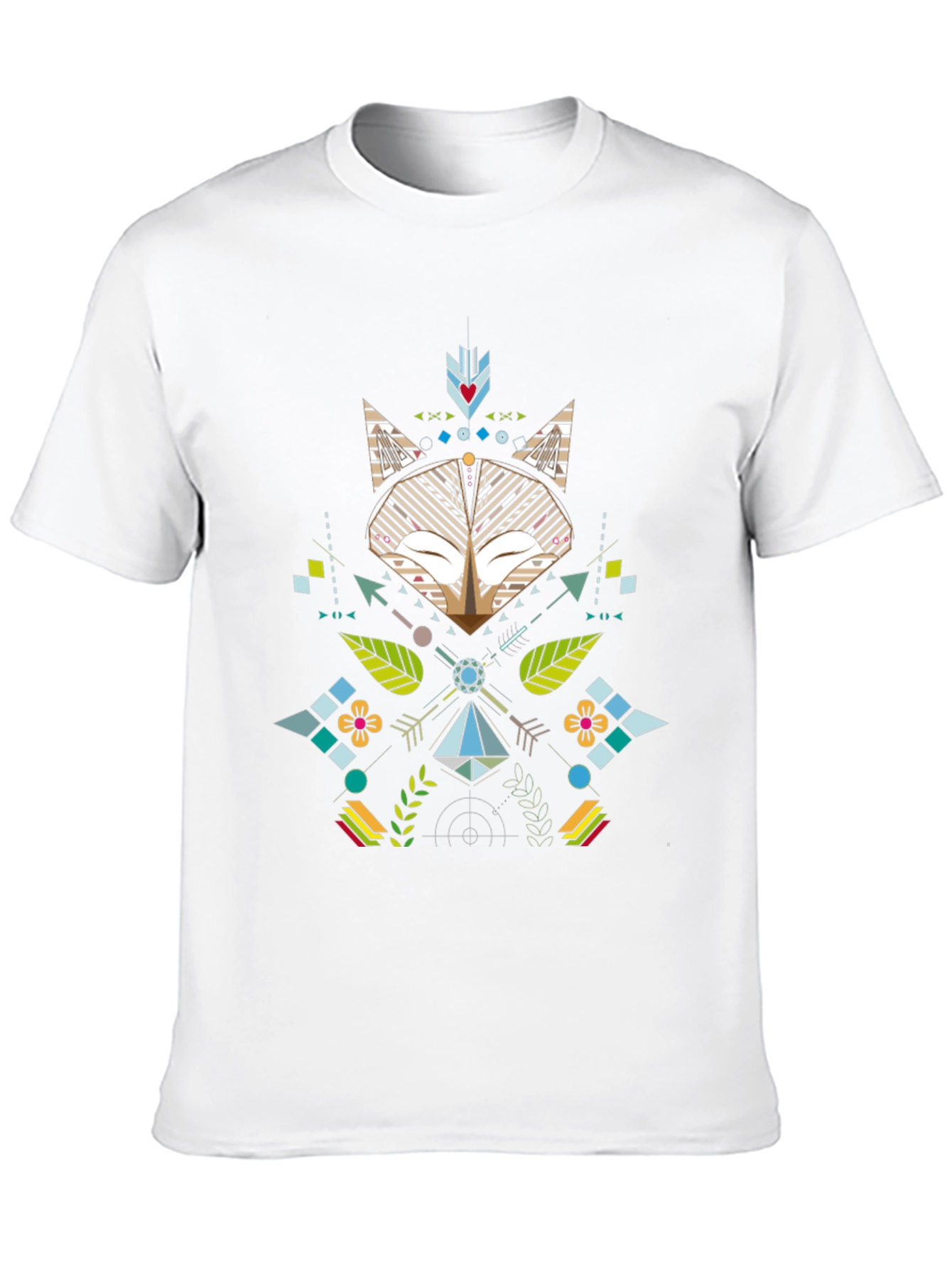 Geometric Fox Print Black T-Shirt