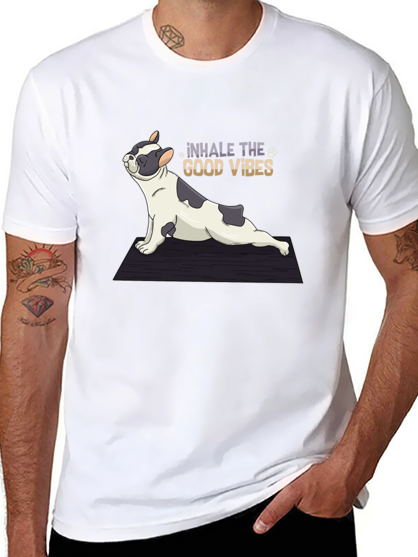 Yoga Dog Graphic Tee - Inhale the Good Vibes!