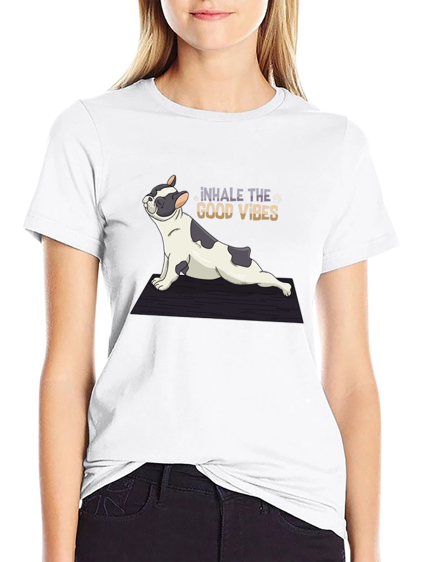 Yoga Dog Graphic Tee - Inhale the Good Vibes!