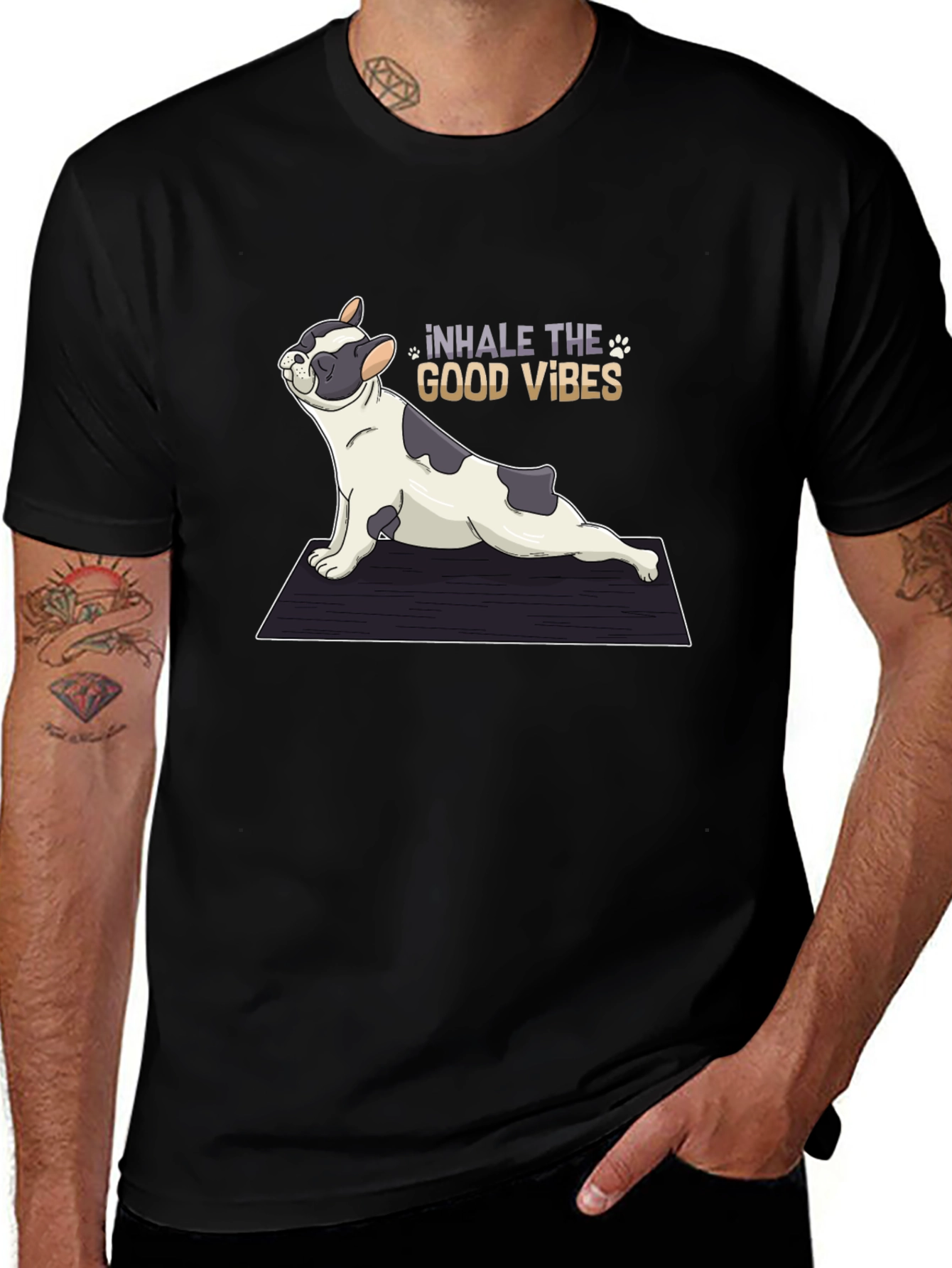 Yoga Dog Graphic Tee - Inhale the Good Vibes!