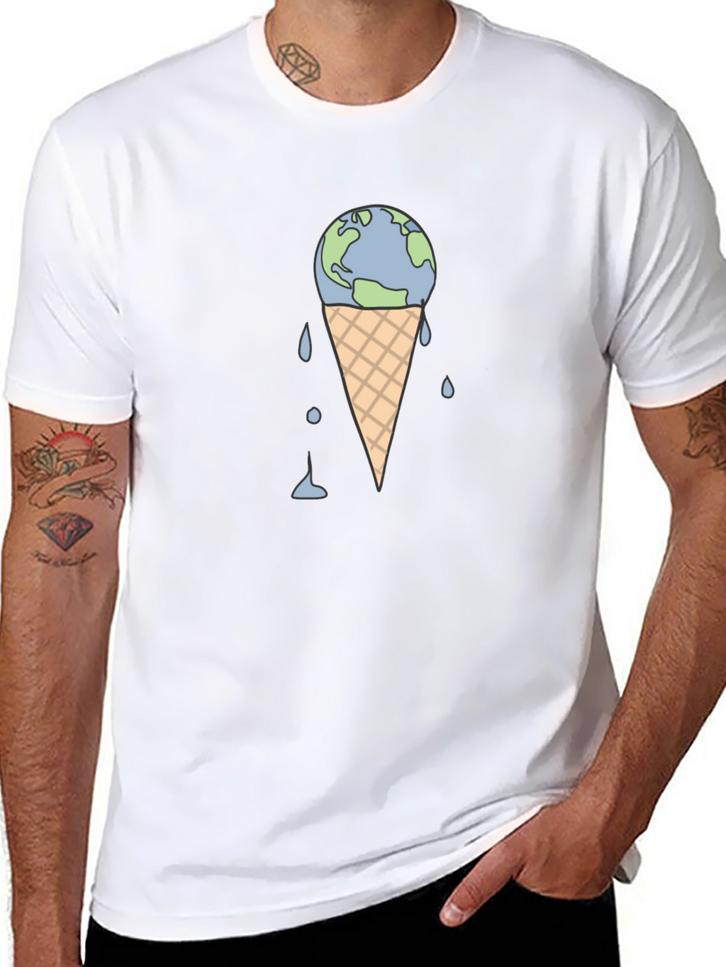 Earth Ice Cream Cone Graphic T-Shirt