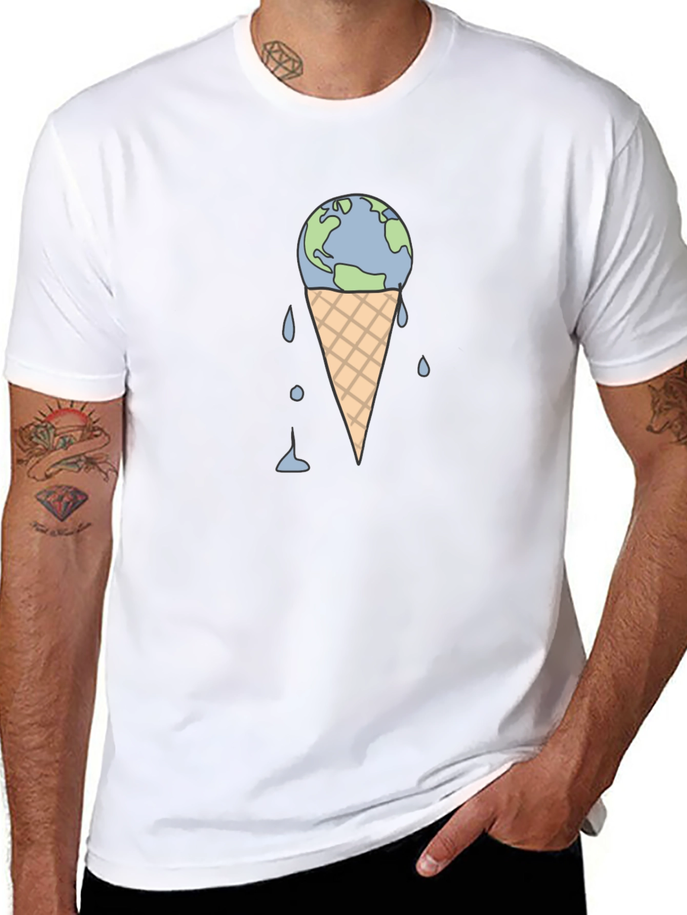 Earth Ice Cream Cone Graphic T-Shirt