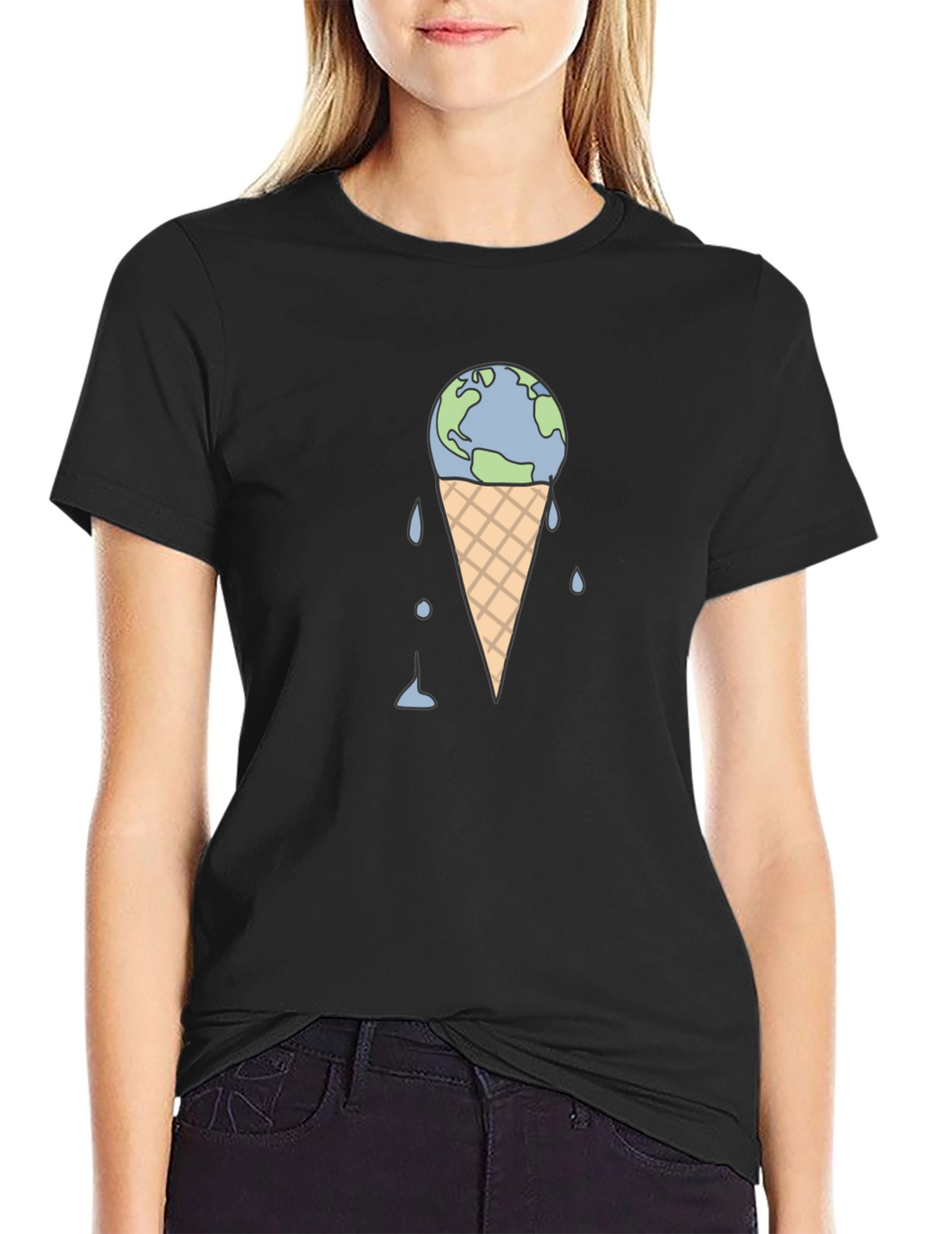 Earth Ice Cream Cone Graphic T-Shirt