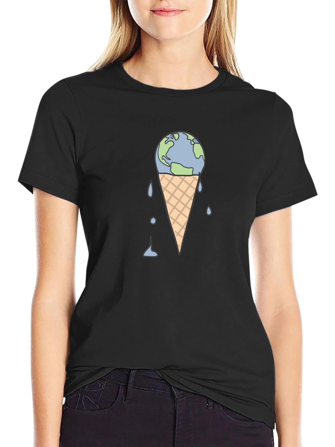 Earth Ice Cream Cone Graphic T-Shirt