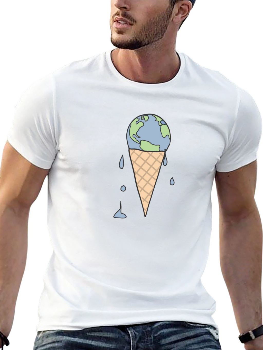 Earth Ice Cream Cone Graphic T-Shirt