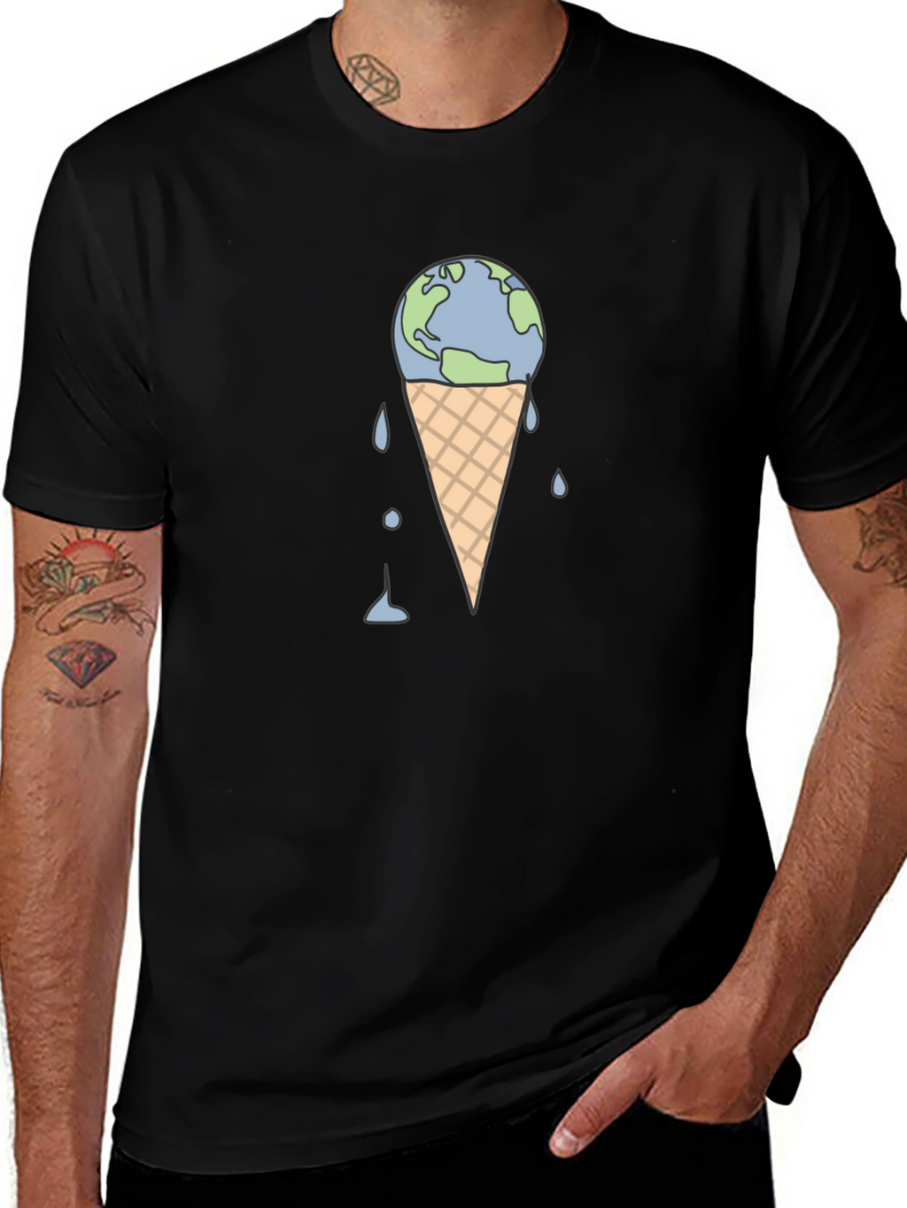 Earth Ice Cream Cone Graphic T-Shirt
