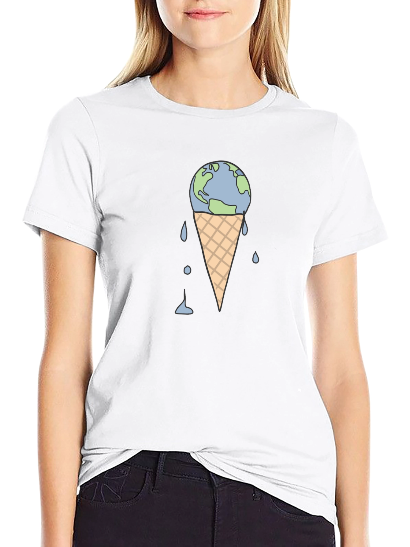 Earth Ice Cream Cone Graphic T-Shirt