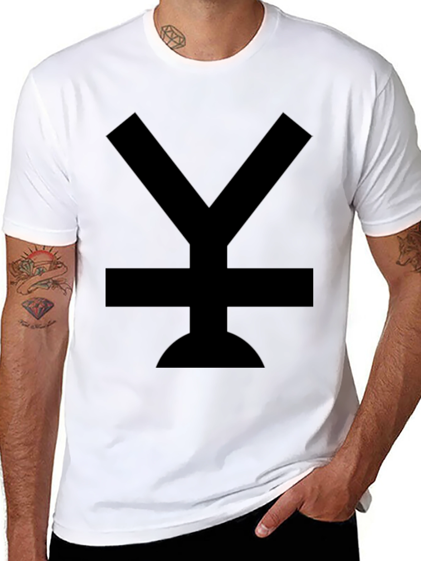 Modern Black T-Shirt with Bold Symbol