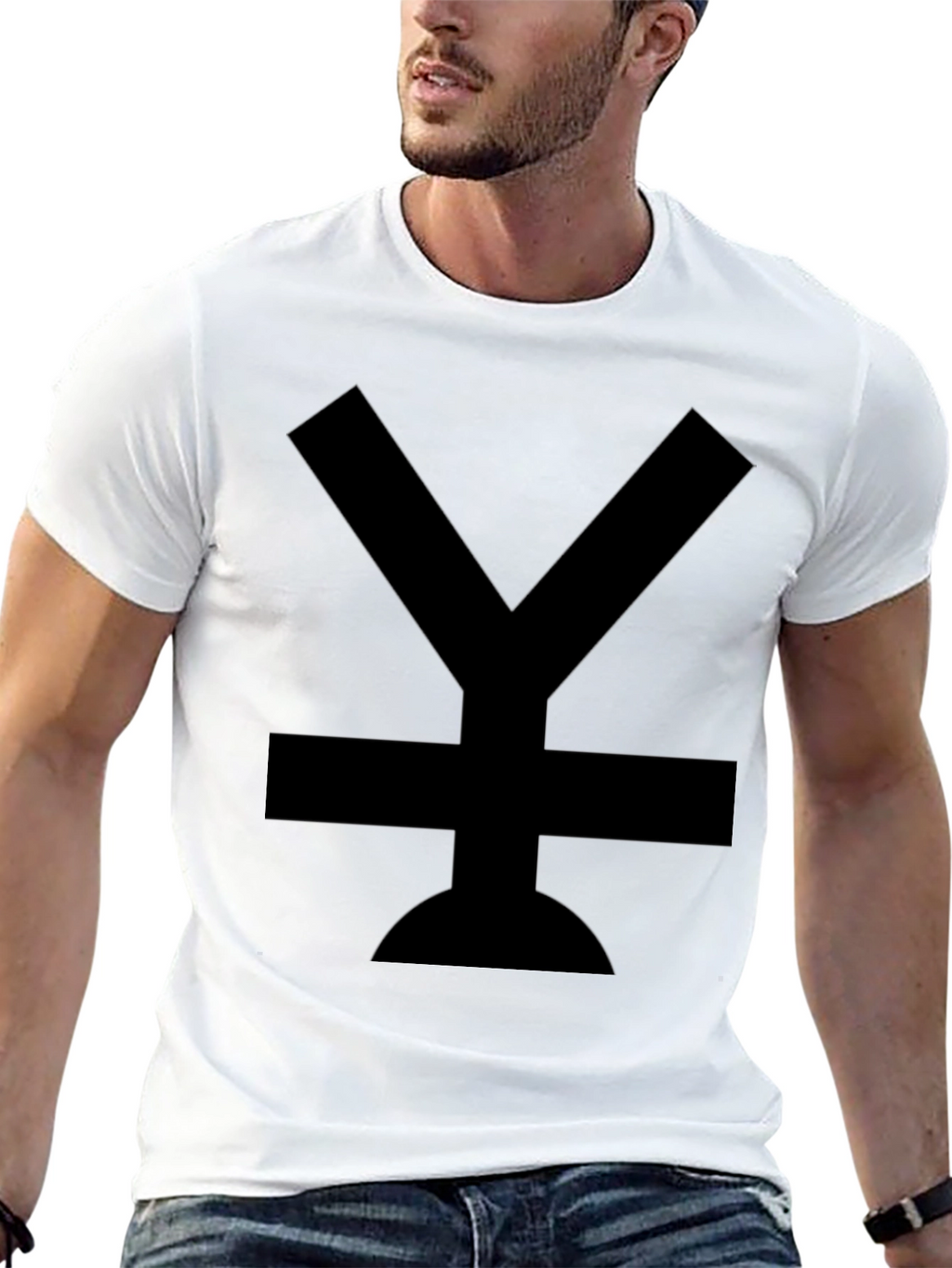 Modern Black T-Shirt with Bold Symbol