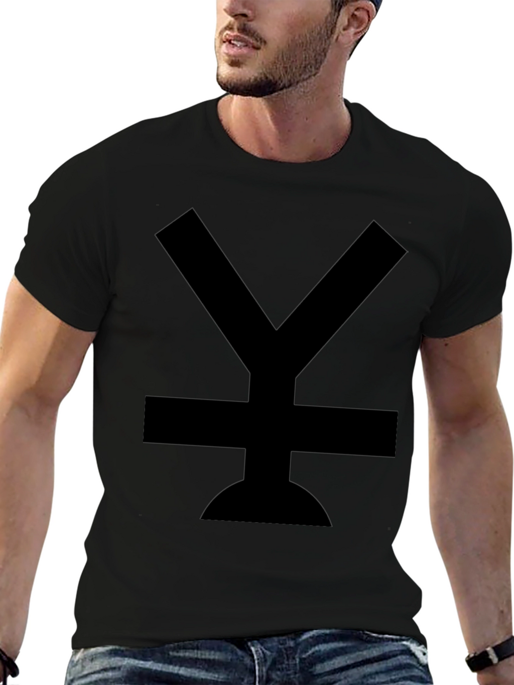 Modern Black T-Shirt with Bold Symbol