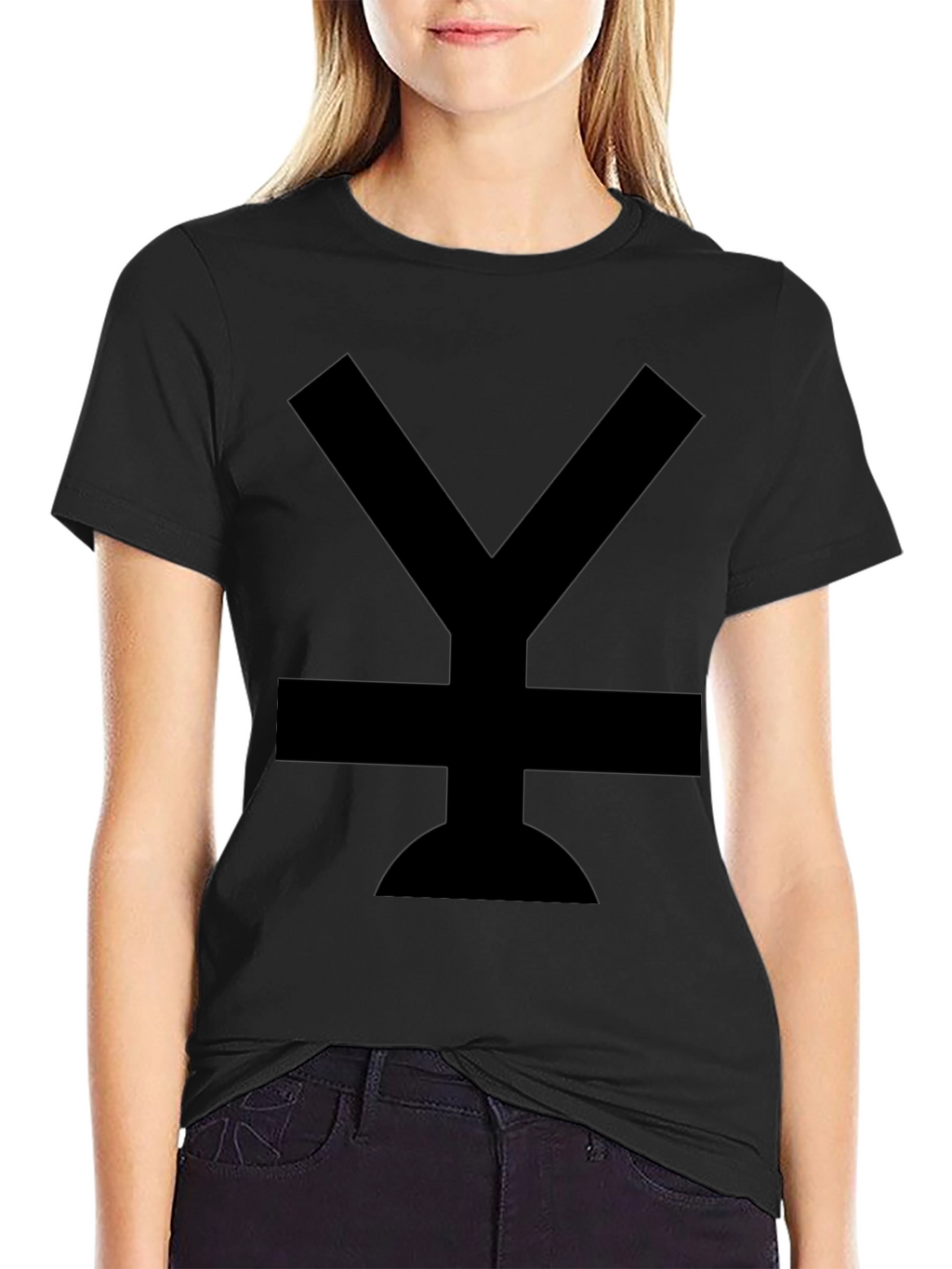 Modern Black T-Shirt with Bold Symbol