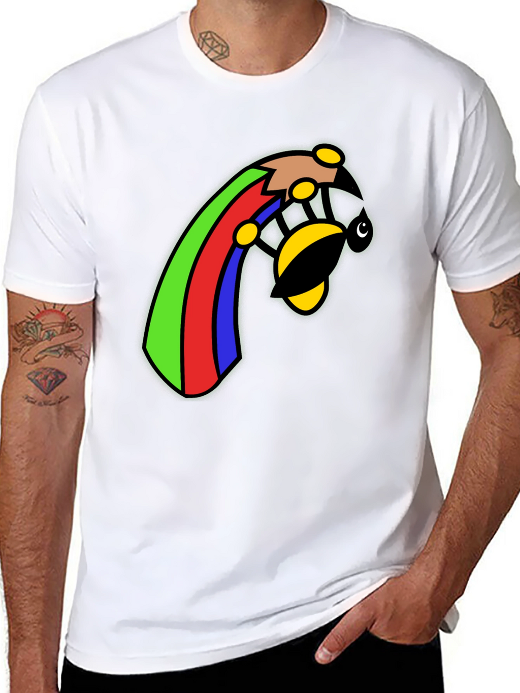 Rainbow Bee Graphic Black T-Shirt
