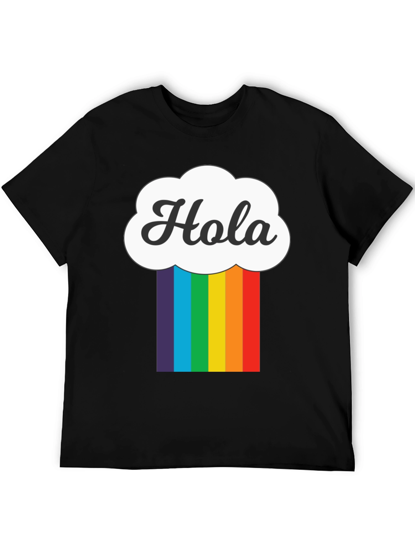 Hola Cloud Rainbow T-Shirt - Trendy Graphic Tee