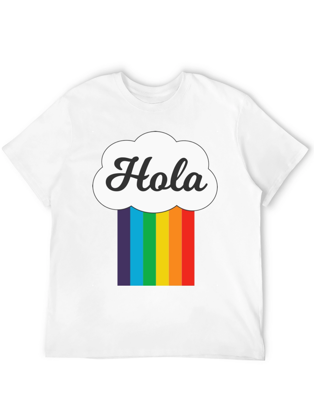 Hola Cloud Rainbow T-Shirt - Trendy Graphic Tee