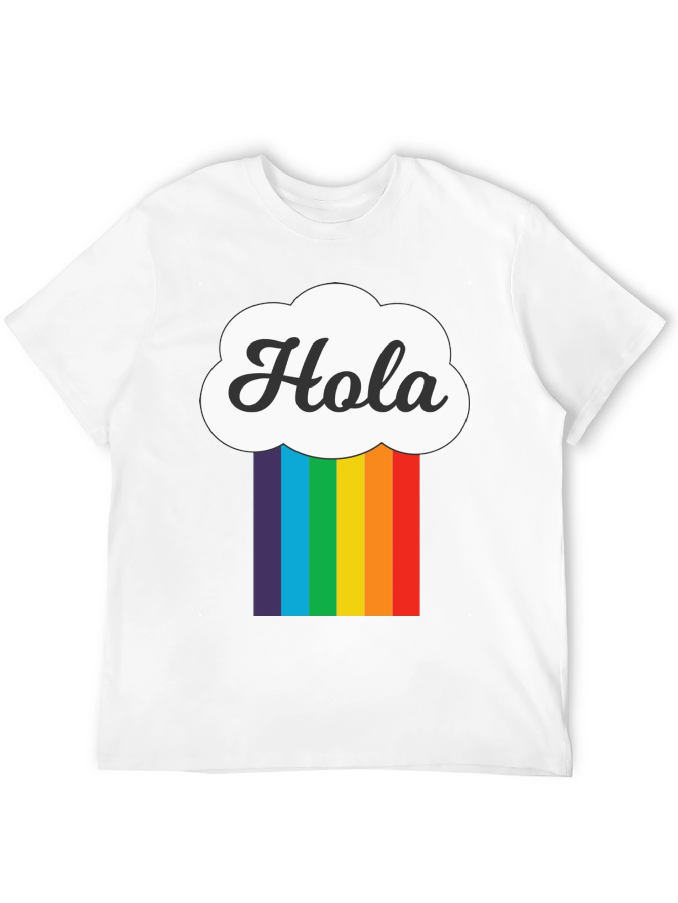 Hola Cloud Rainbow T-Shirt - Trendy Graphic Tee