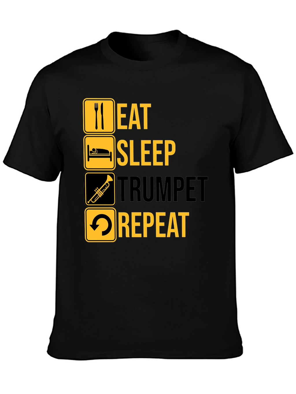 Eat Sleep Trumpet Repeat Black Graphic T-Shirt