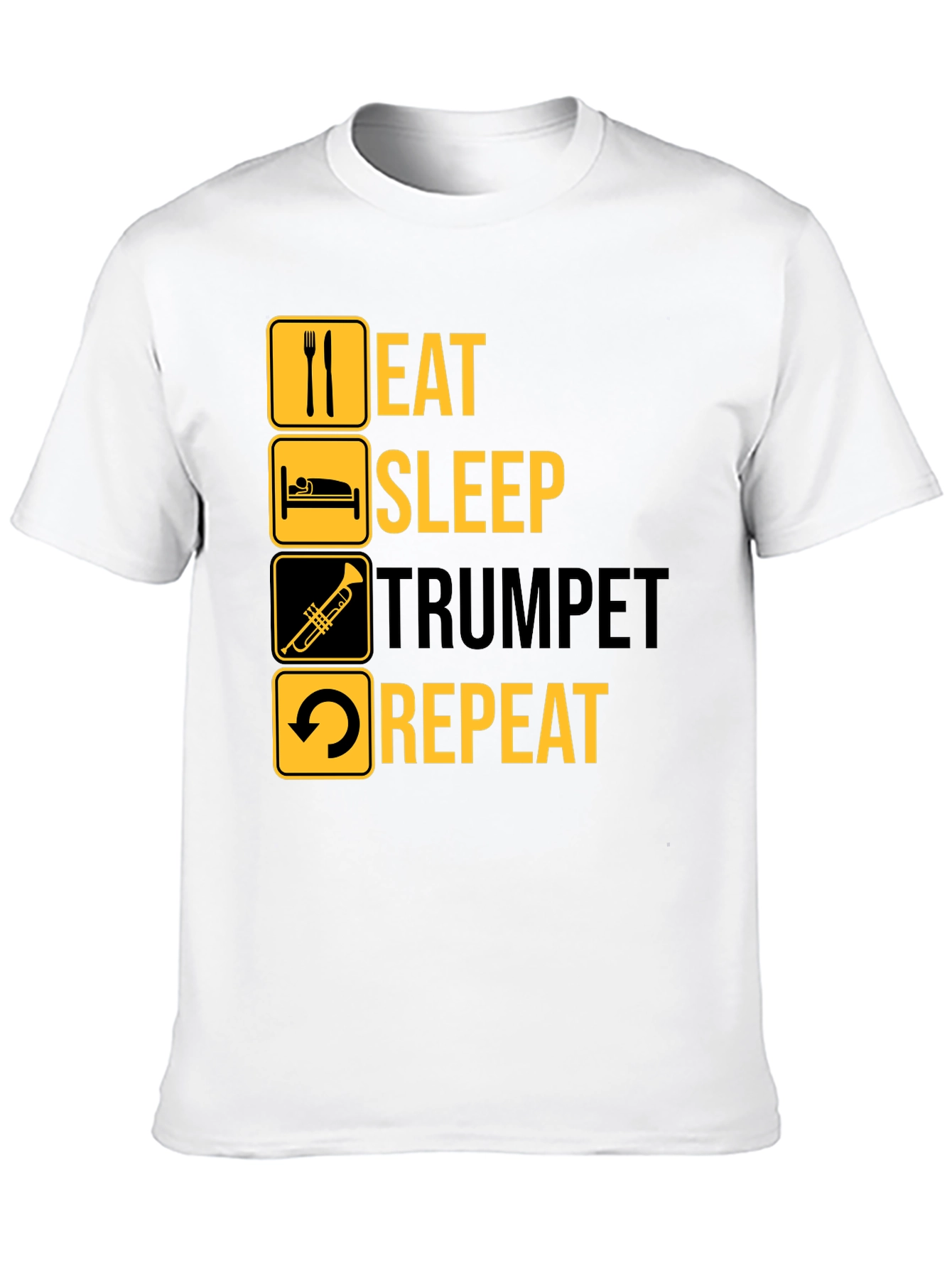 Eat Sleep Trumpet Repeat Black Graphic T-Shirt