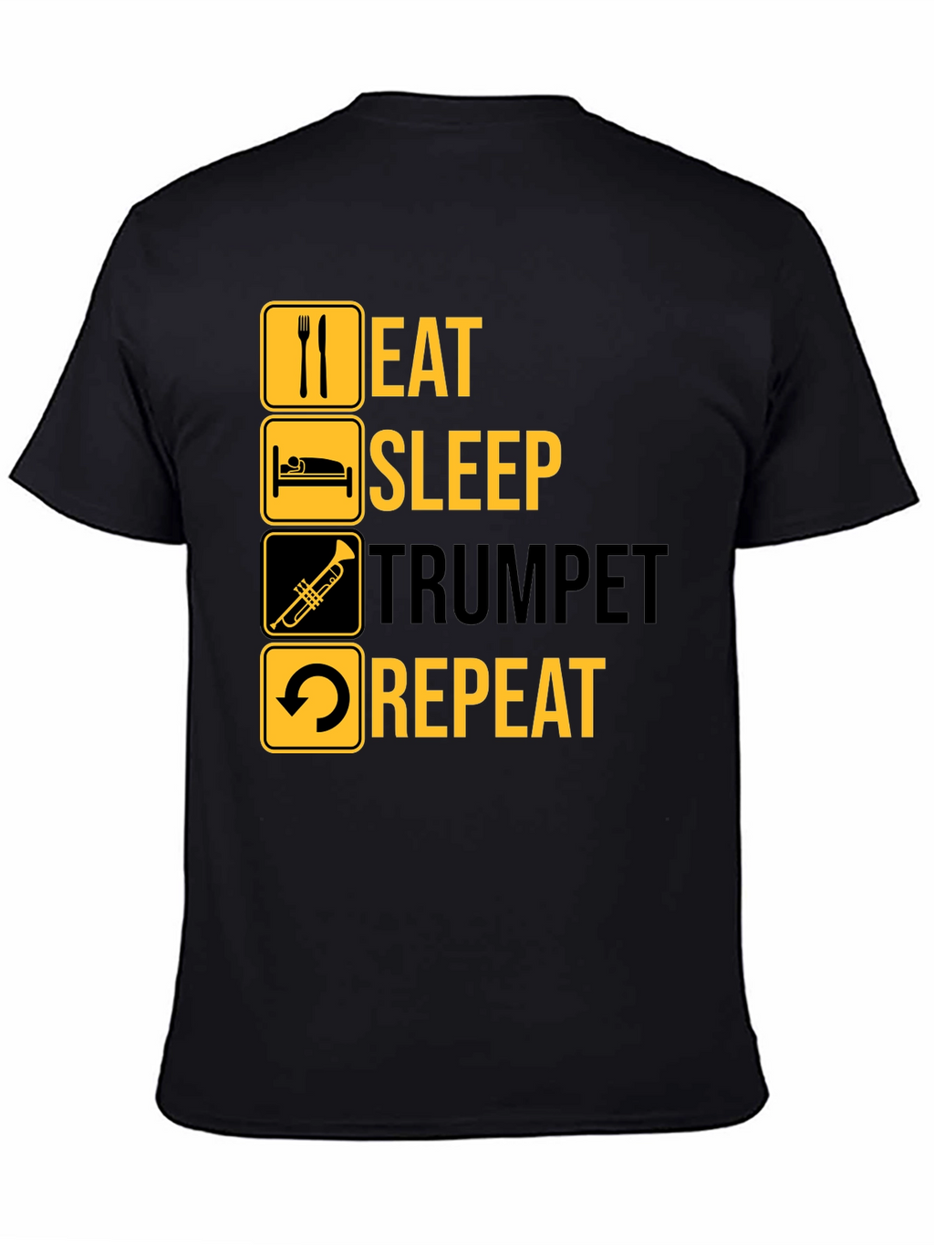 Eat Sleep Trumpet Repeat Black Graphic T-Shirt