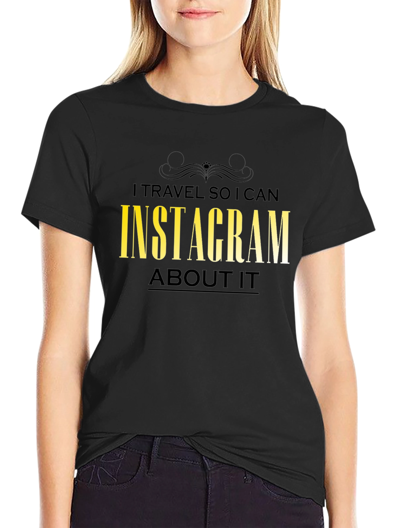 Travel Instagram T-Shirt - Black