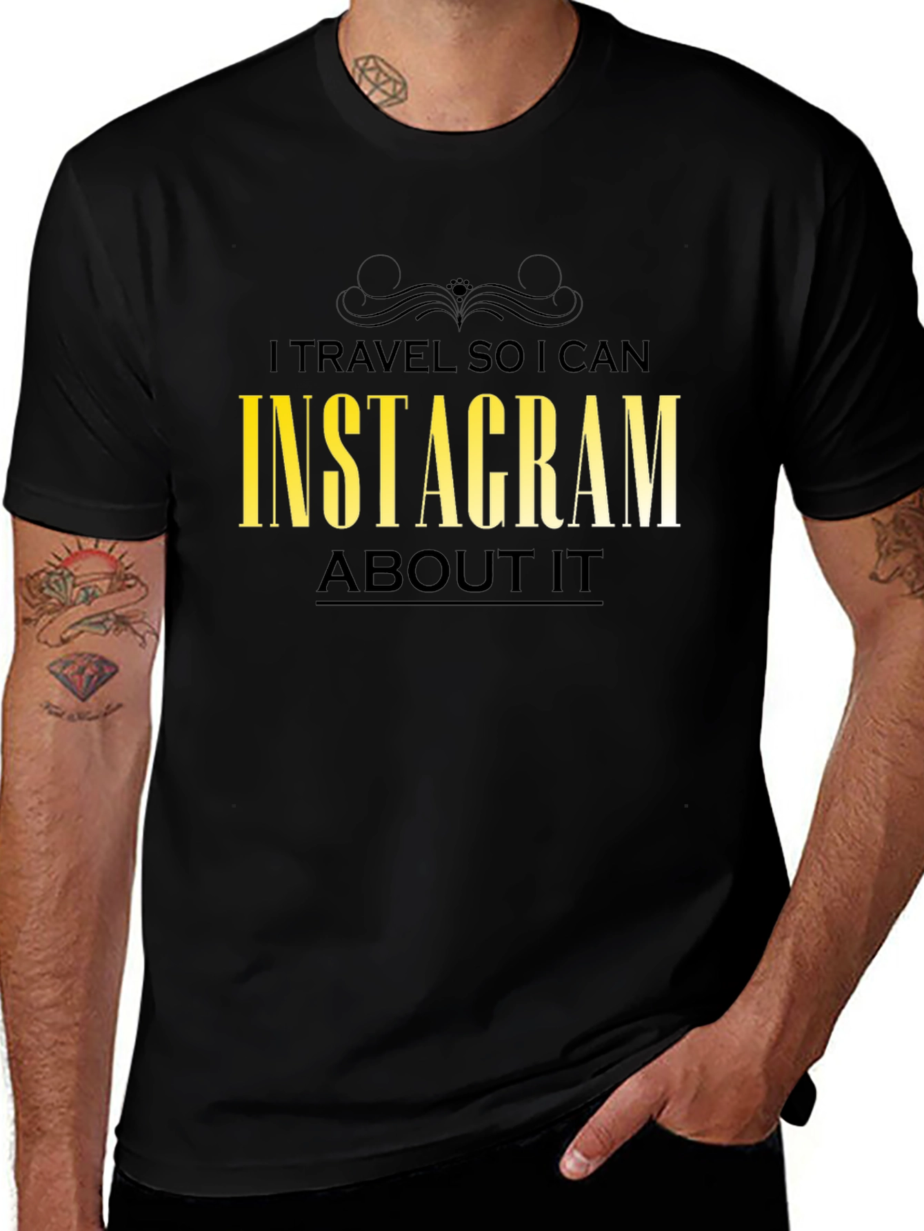 Travel Instagram T-Shirt - Black