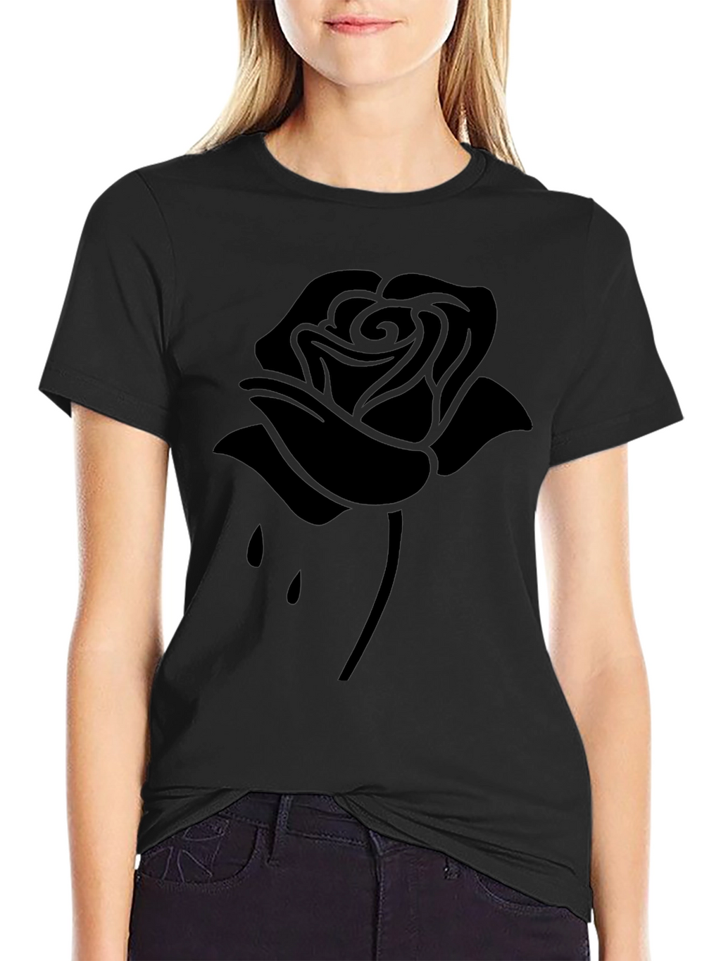 Black Rose Graphic Tee - Stylish Dark Aesthetic T-Shirt