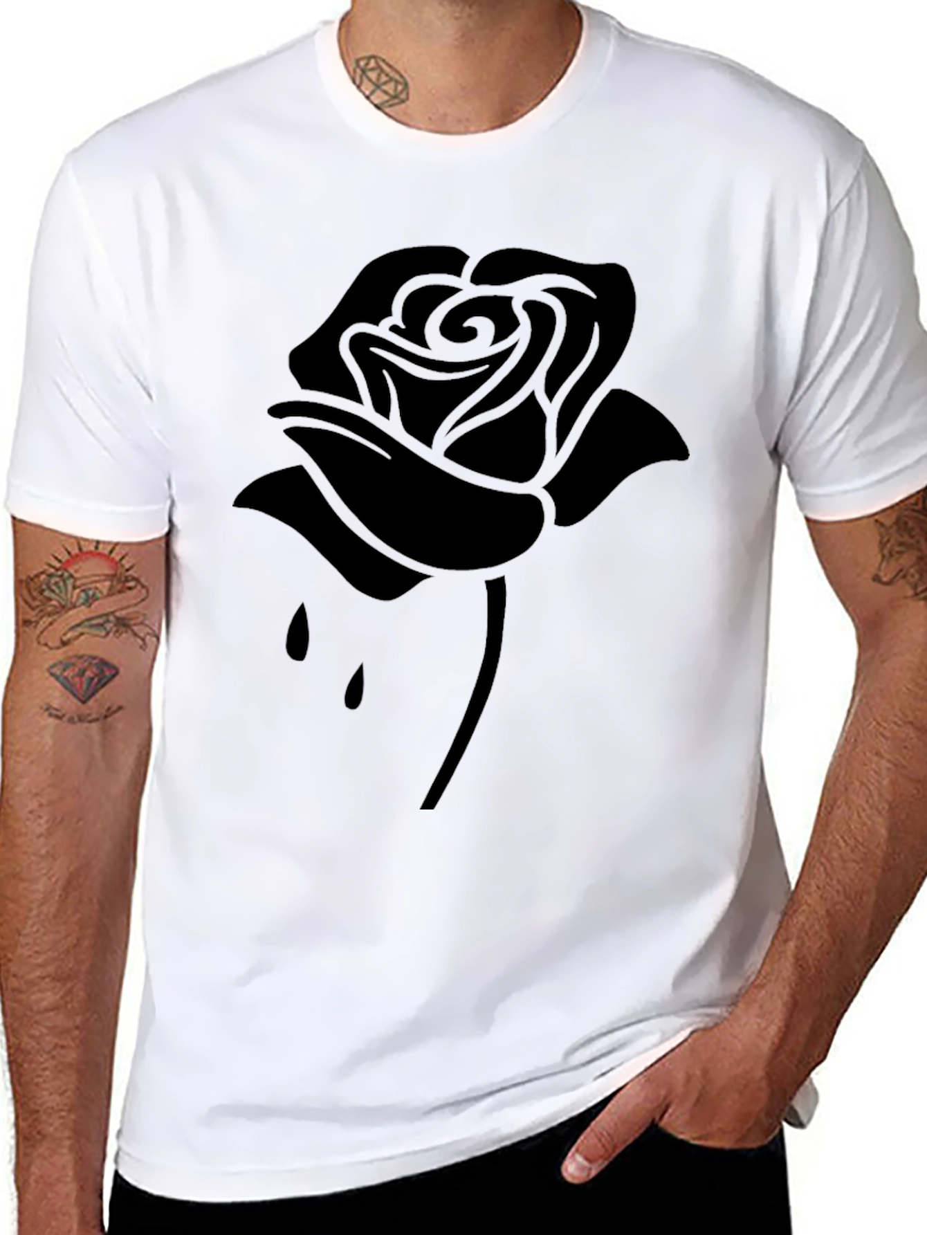 Black Rose Graphic Tee - Stylish Dark Aesthetic T-Shirt