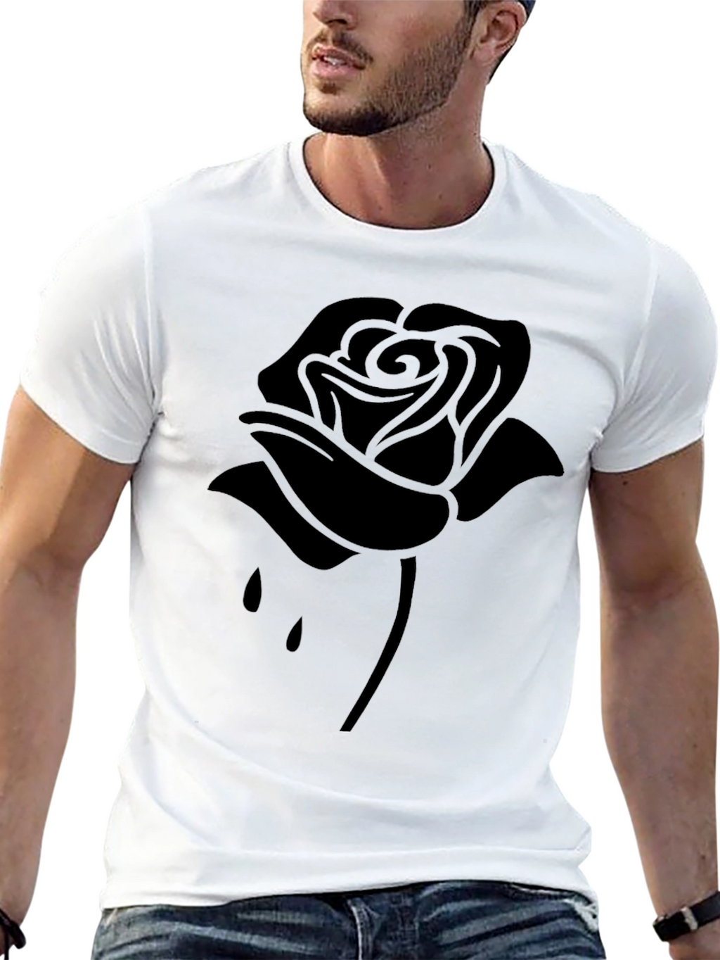 Black Rose Graphic Tee - Stylish Dark Aesthetic T-Shirt