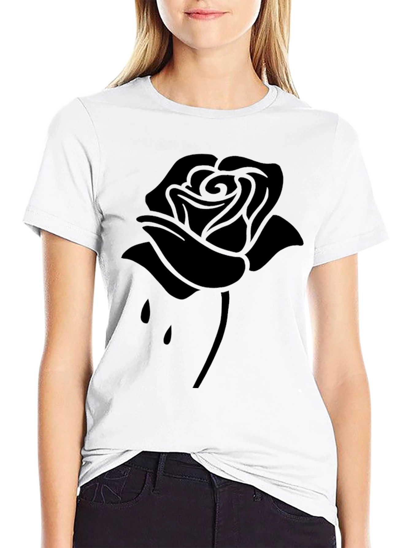 Black Rose Graphic Tee - Stylish Dark Aesthetic T-Shirt